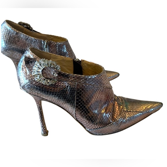 Jimmy Choo Pink Snakeskin Ankle Bling Boots 38/8 - Picture 1 of 9